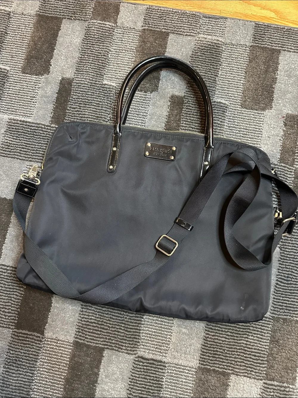 Black Nylon Laptop Briefcase with Shoulder Strap